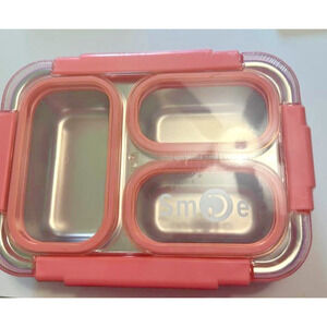 New Stainless Steel Bento Lunch Box Leak-Proof 3-Compartment Food Container Pink